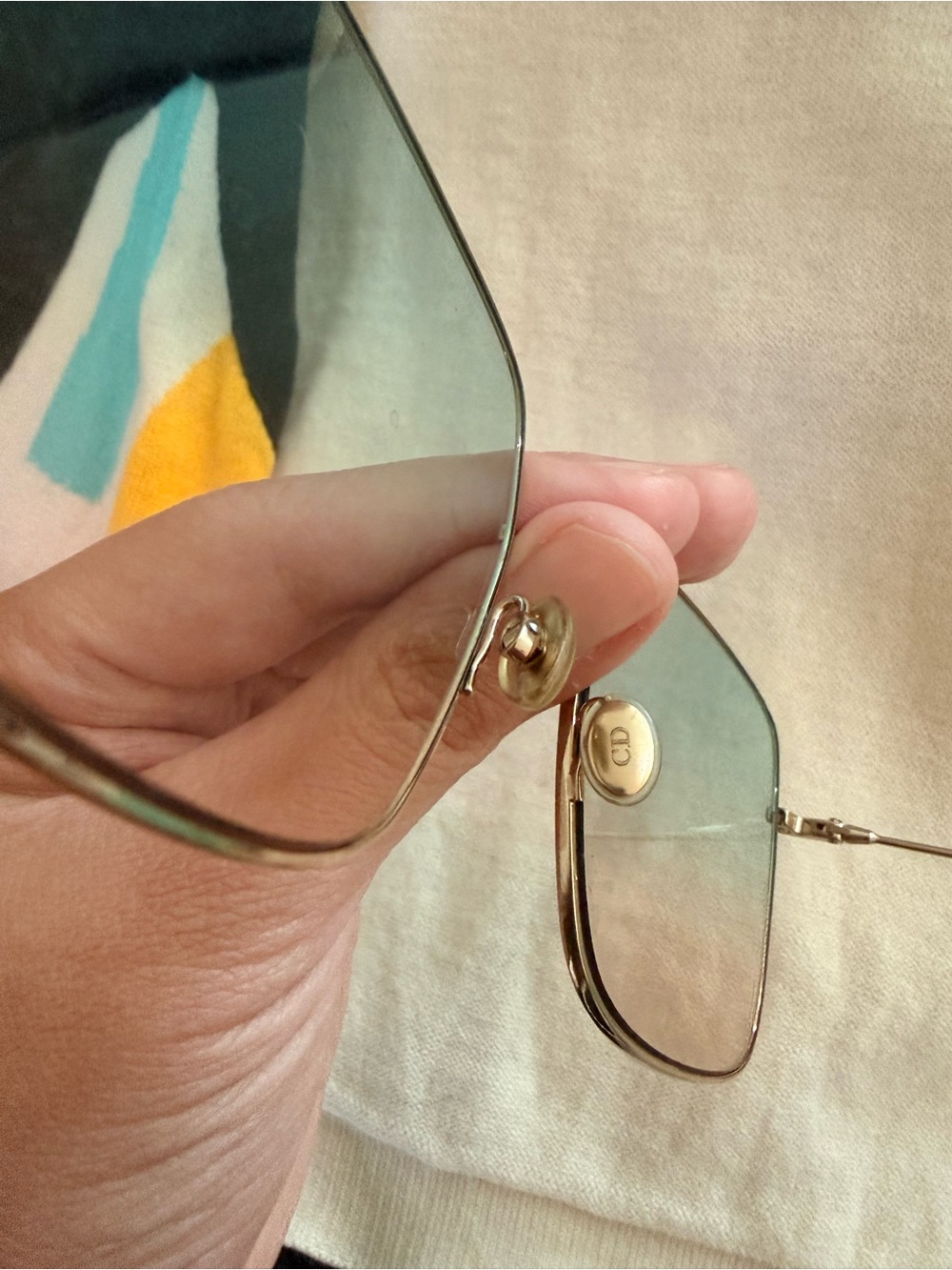 Authentic Dior Women's Sunglasses — Gold Frame with Blue-to-Pink Gradient Lenses - Picture 4 of 8